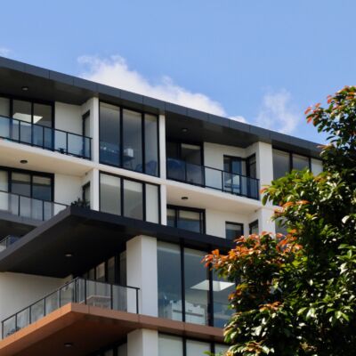 An apartment block by the Parramatta River at Meadowbank in Sydney, Australia